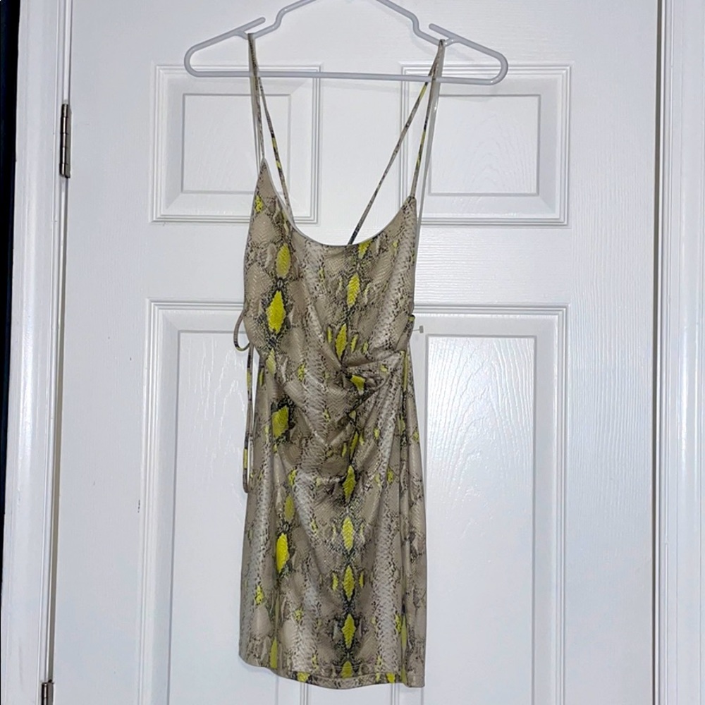 Faux Snake Skin Mini Cross-back dress